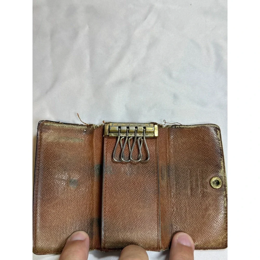 Louis Vuitton Monogram 4 Key Holder Vintage Brown Canvas Wallet Case